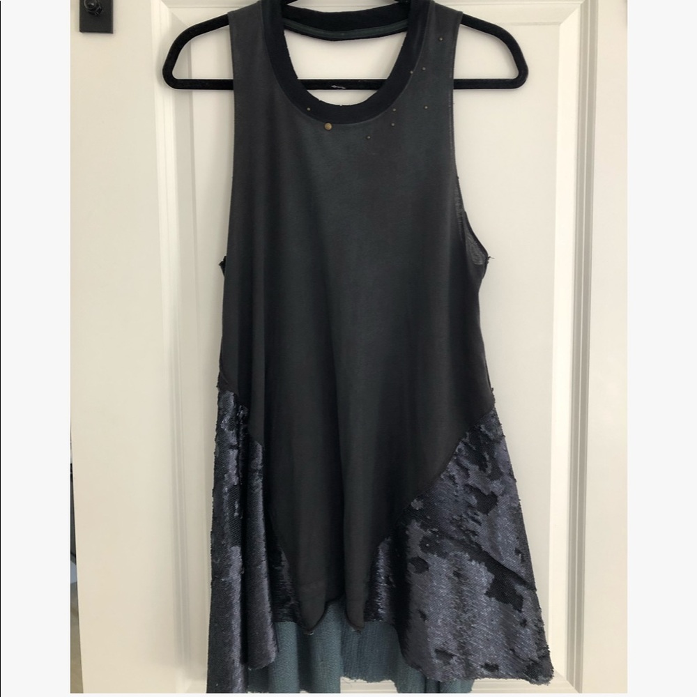 Free People Navy Cotton/Sequin Dress